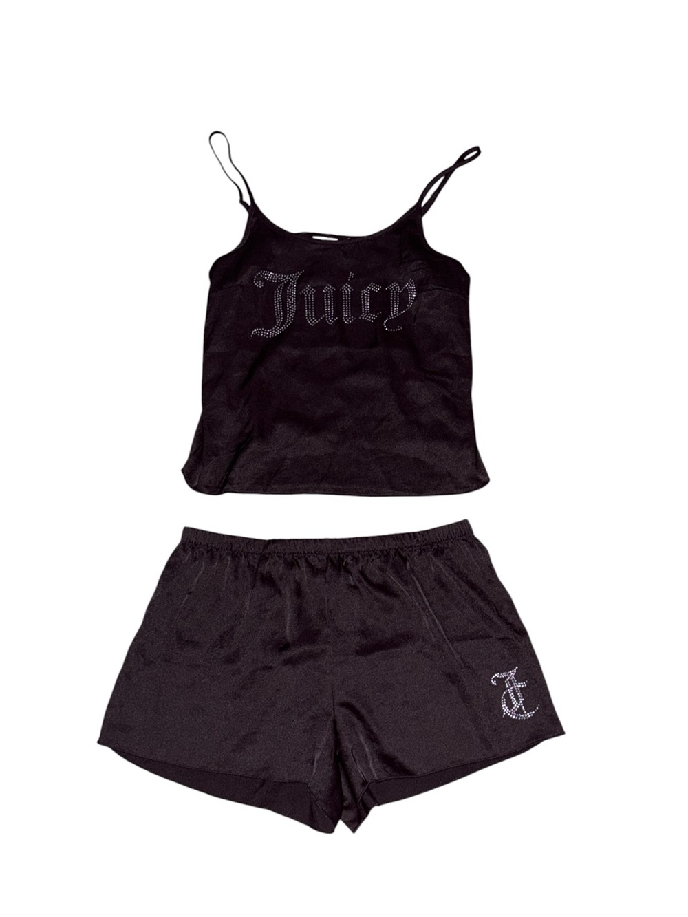 Juicy Couture Black Rhinestone Logo Cami & Shorts Set